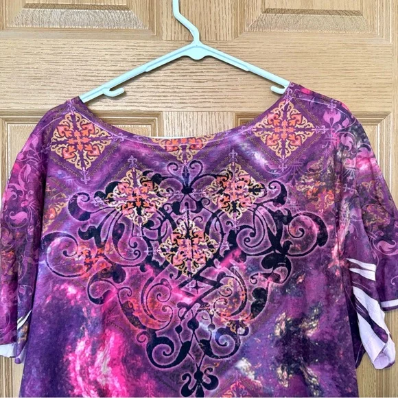 Catherines T-Shirt Women's Size 2XL Pink, Purple, & Orange Short Sleeve - Picture 6 of 9